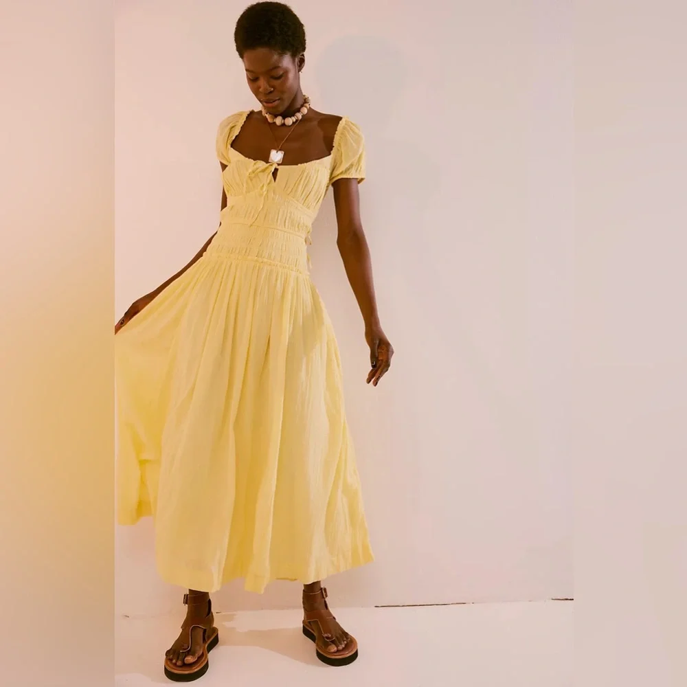 FREE PEOPLE Feeling Bonita Midi Dress in Pineapple Slice M - Picture 4 of 10
